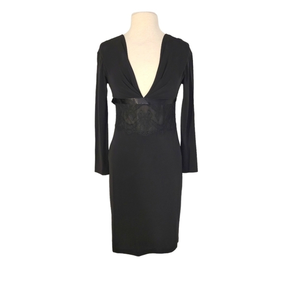 Red Valentino Black V-Neck Sheer Waist Dress
